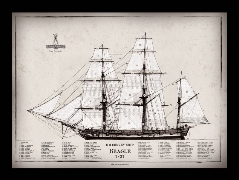 12) HM Survey Ship Beagle 1831 by Tony Fernandes - signed open print